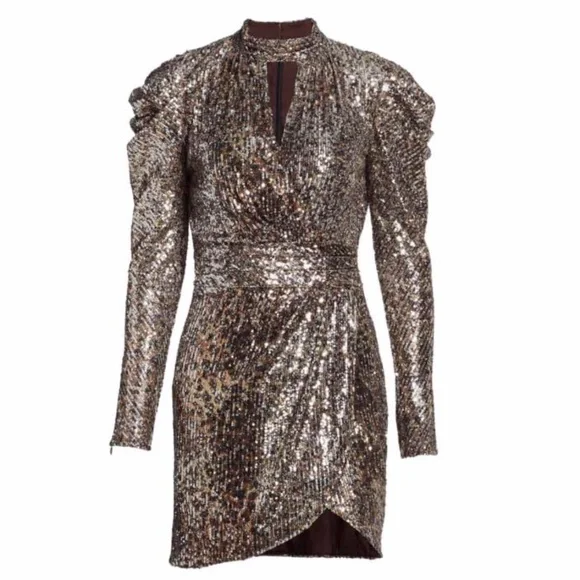 Jonathan Simkhai Mallory Sequined Long PuffSleeve Mini Dress Size 4